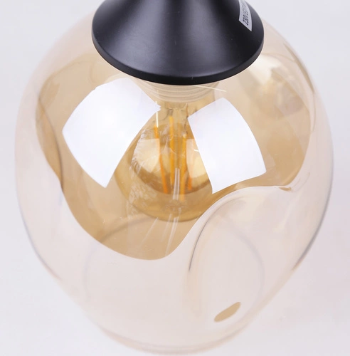 Závěsná lampa Aspa černá 1x40W E27 stínítko hnědé
