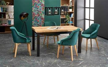 Rozkládací jídelní stůl Tiago 140-220 cm moderní přírodní dub černé nohy Intesi