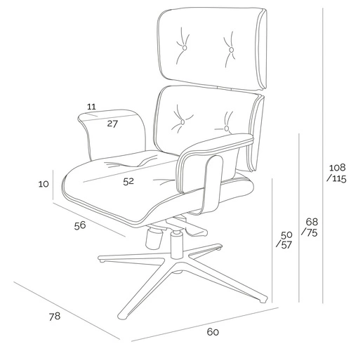 Kancelářské křeslo VIP Exclusive Home kožené otočné s nastavením pro pracovnu a obývací pokoj
