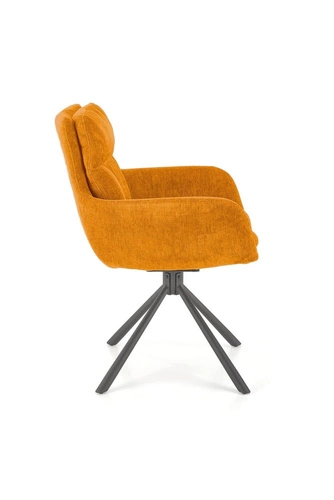 Otočená čalouněná židle Ophelia hořčicová s područkami do jídelny a obýváku moderní Intesi