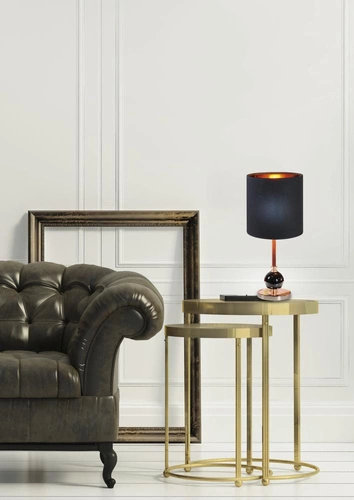 Noční lampička glamour Melba černá se stínidlem do ložnice a obýváku 42 cm