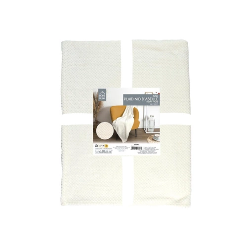 Dekorační pléd Honeycomb krémový 120x150 cm teplá deka na pohovku do obýváku Intesi