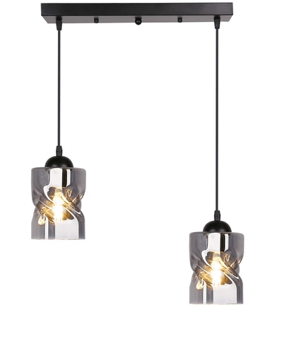 Závěsná lampa Felis černá 2x60W E27 kouřové stínidlo