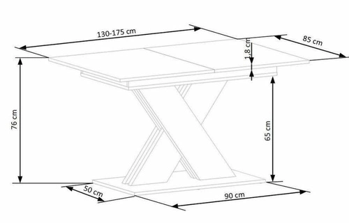 Rozkládací jídelní stůl Terol moderní dub lancelot bílá deska 130–175x85 cm Intesi