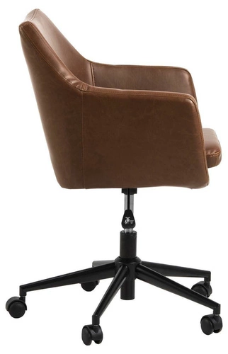 Ergonomická otočná kancelářská židle Nora Vintage hnědá ekokůže s područky k pracovnímu stolu