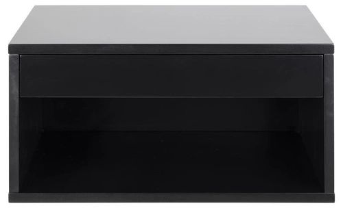 Závěsný noční stolek černý 50 cm s zásuvkou minimalistický Actona Cholet do ložnice