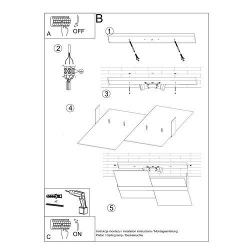 Stropní svítidlo Massimo bílé skleněné moderní do obýváku a kuchyně Sollux 65 cm