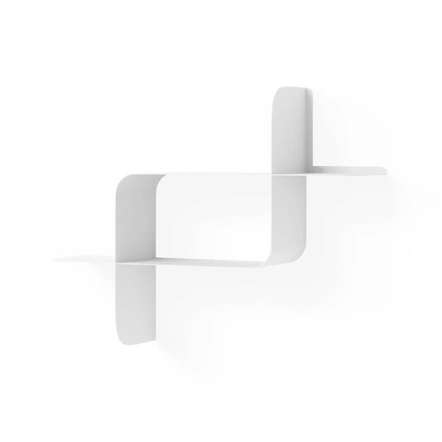 Sada 2 bílých nástěnných polic Montage Umbra moderních do obýváku na knihy