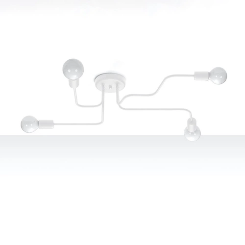 Moderní bílý stropní lustr VECTOR 4 do obýváku a jídelny loftový čtyřbodový