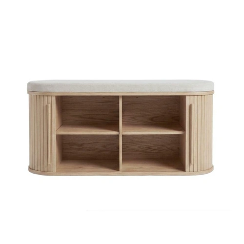 Čalouněná lavice Meta 120 cm s úložným prostorem béžová do předsíně