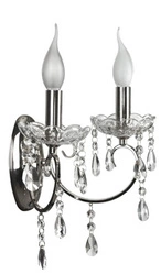 Nástěnné svítidlo Aurora dvojité chromované sklo-kov do obýváku a jídelny v ludvíkovském stylu