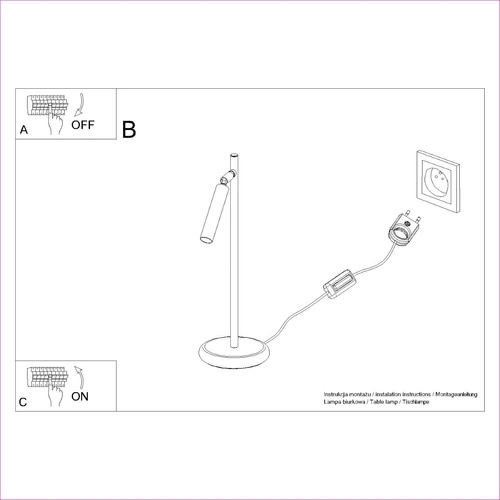 Moderní černá stolní lampa Pastelo s nastavitelným stínidlem do kanceláře nebo ložnice 43 cm