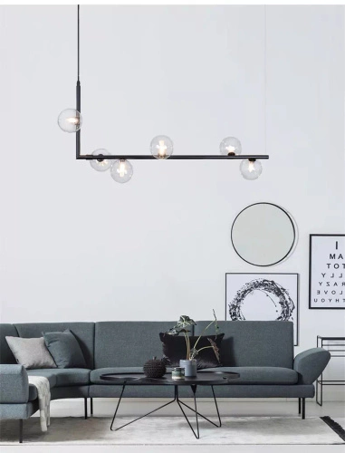 Závěsné svítidlo SIMPLY černé 90 cm moderní 6bodové do obýváku a nad kuchyňský ostrůvek