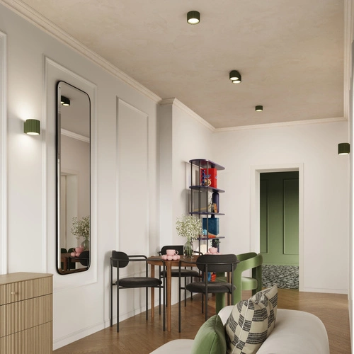 Stropní svítidlo AURA 1 olivově zelené moderní do kuchyně a obýváku hliník 10 cm