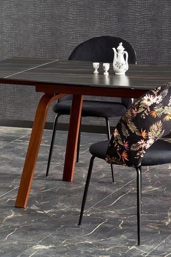 Rozkládací jídelní stůl Nozel černý mramor 140–200 cm moderní do jídelny a obýváku žulový