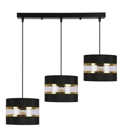 Závěsné svítidlo PANDY černé a zlaté 3bodové do obýváku a jídelny s nastavitelnou výškou
