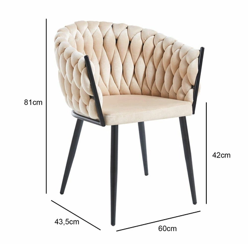 Jídelní židle Malaya Velvet béžová čalouněná sametová s područkami glamour Intesi