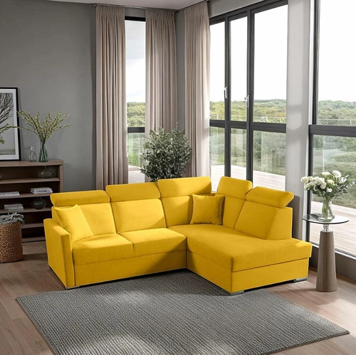 Rohová rozkládací sedačka Mils XL pravá moderní do obýváku hořčicová Intesi