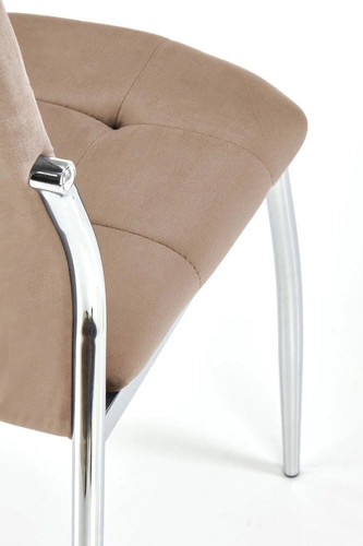 Čalouněná sametová jídelní židle Melani Intesi béžová moderní glamour na kovových nohách