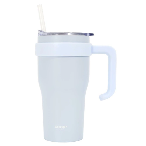 Termohrnek Miami 600ml bílý s uchem a brčkem na kávu Intesi elegantní