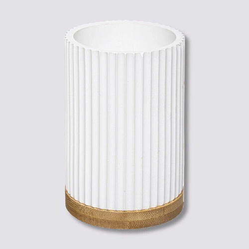 Bílý bambusový kelímek na zubní kartáčky Modern do koupelny 5five