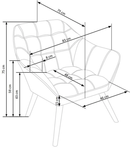 Skandinávské sametové křeslo Kalmen šedé na dřevěných nohách do obýváku