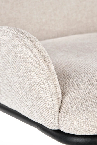 Čalouněná jídelní židle Marine béžová s područkami, moderní na černých nohách