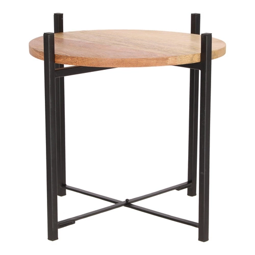 Kulatý konferenční stolek Ragna 42 cm loftový dřevěný s kovovou podstavou do obýváku Intesi