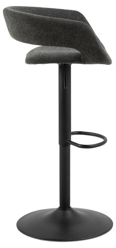 Barová židle Grace tmavě šedý samet s opěrkou a područkami, výškově nastavitelná do kuchyně Actona