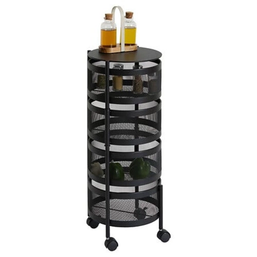 Kovový barový vozík na kolečkách Mayaj černý kulatý do kuchyně loftový 5five simply smart