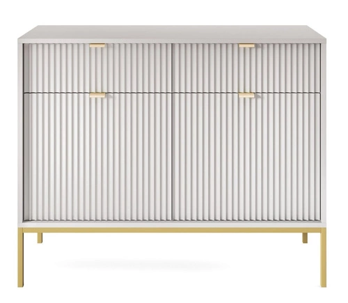 Lahodná šedozlatá ložnicová sestava nábytku s rýhovanými čely