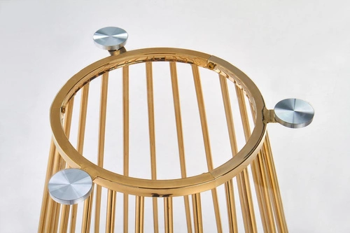 Kulaty skleněný stůl Dabro 120 cm na jedné noze zlatý moderní do jídelny a obýváku Intesi