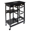 Intesi Troy kovový barový vozík na kolečkách do kuchyně a obýváku, moderní, černý, dvouúrovňový