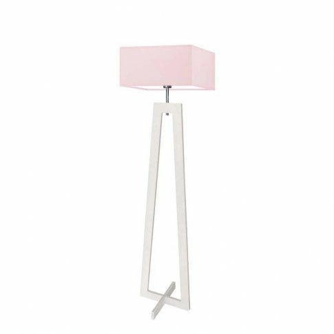Podlahová lampa Jawa stínidlo světle růžové stojan bílý