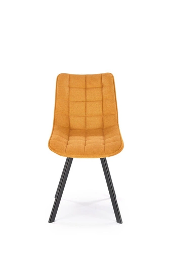 Čalouněná jídelní židle Giselda hořčicová moderní s černými nohami do jídelny a obýváku