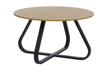 Kulatý konferenční stolek Resul 80 cm dub černý moderní loft do obývacího pokoje