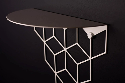 Bílá kovová oválná nástěnná police Stiga moderní do obýváku a kuchyně POLYHEDRA