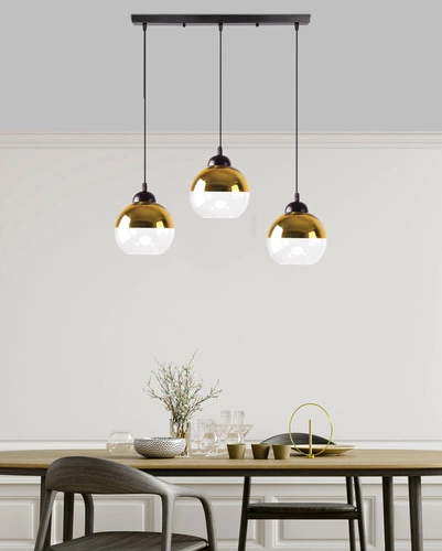Závěsná lampa Contessa černá 3x40 E27 zlaté stínítko