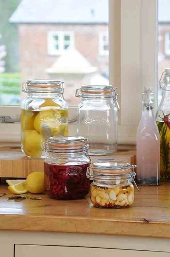 Sklenice 1l, Square Clip Top Jar KILNER