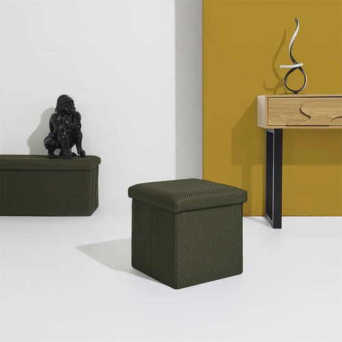 Skládací čtvercová taburetka se schovkou Vels Atom Intesi moderní do předsíně khaki 38x38 cm