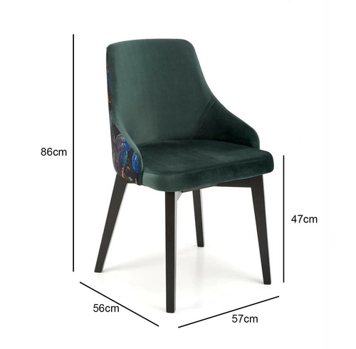 Jídelní židle Arkansas Intesi zelená čalouněná sametová moderní s dřevěnými nohami