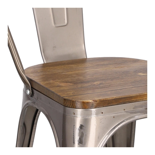 Jídelní kovová židle Paris Wood D2.DESIGN s dřevěným sedákem v industriálním stylu