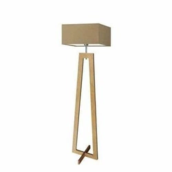 Stojací lampa do obýváku JAWA béžová s textilním stínidlem a dubovou konstrukcí skandinávský styl Lysne