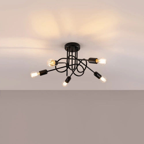 Lustr lustrální LOOP 5 černý do obýváku a jídelny moderní stropní lustr 55 cm