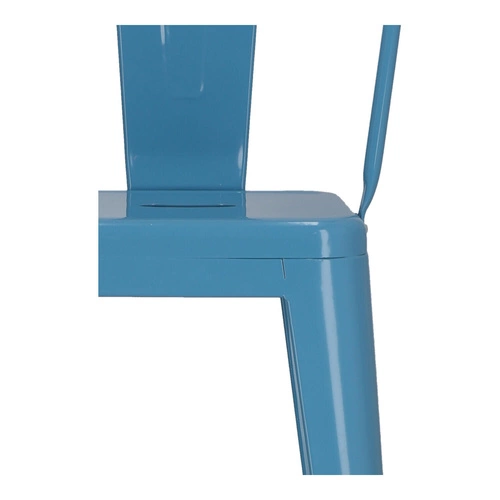 Barová židle Paris Back 75 cm modrá kovová s opěrkou do kuchyně a k ostrůvku loftová