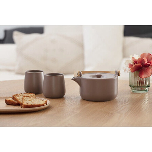 Keramická čajová sada 5five simply smart Nature konvička a 2 šálky tmavě šedá na přípravu čaje