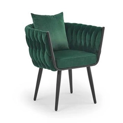 Křeslo Tresse samet tmavě zelené do obýváku moderní glamour s područkami