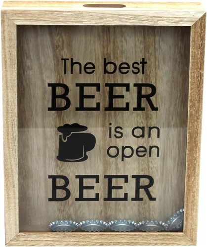 Dřevěná nástěnná dekorace Corky II Intesi přírodní box na zátky do obýváku 30 cm