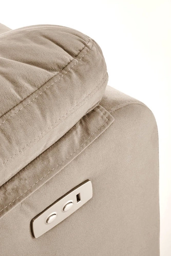 Relaxační křeslo Fearne béžové rozkládací do obýváku s podnožkou a USB portem Intesi