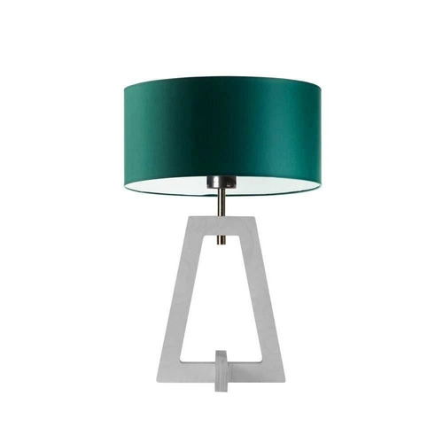 Noční lampička Clio glamour se zeleným stínidlem a bílou dřevěnou základnou do ložnice LYSNE